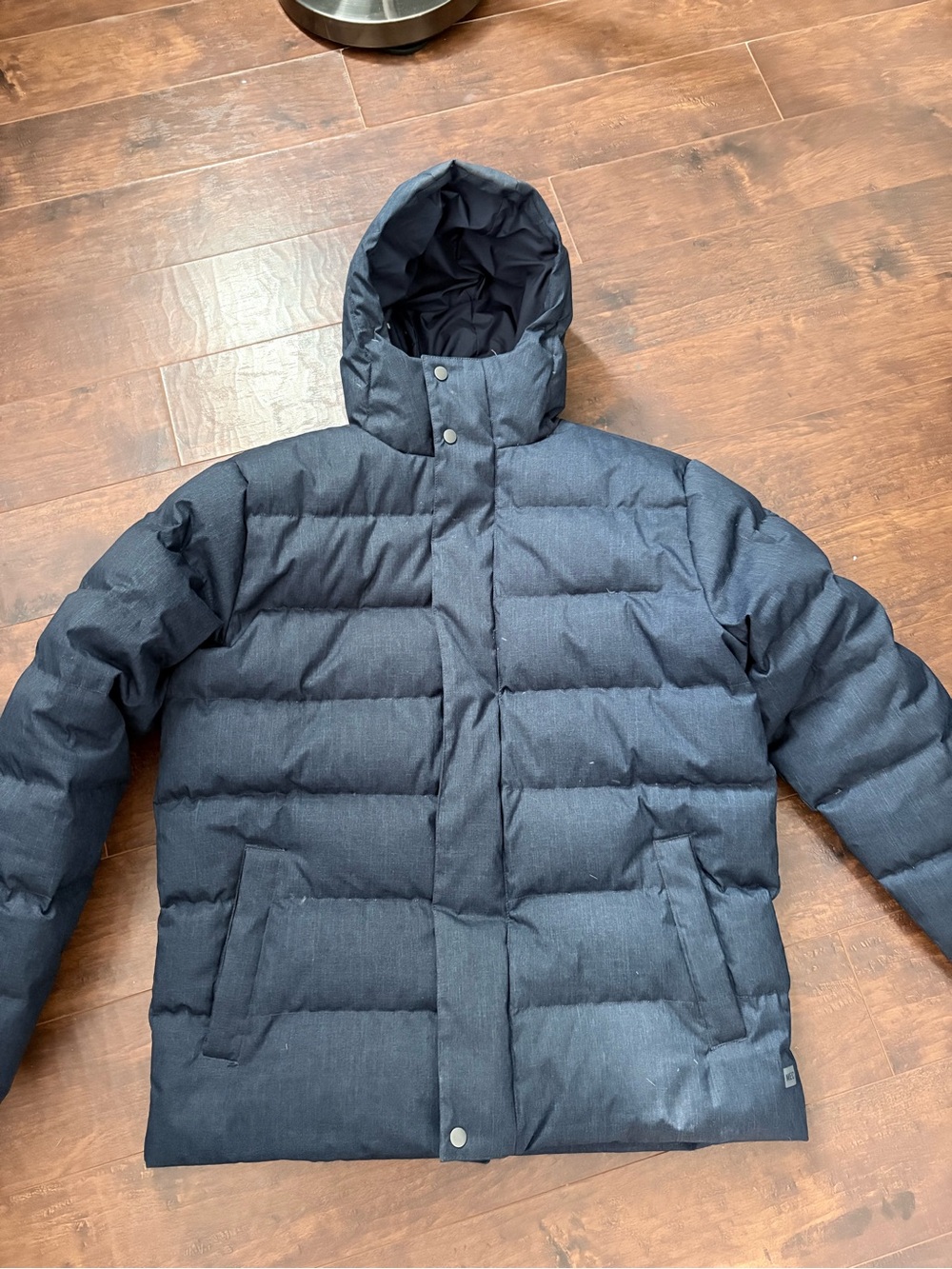 MEC Men’s Large Down Puffer Hooded Winter Jacket Navy Blue